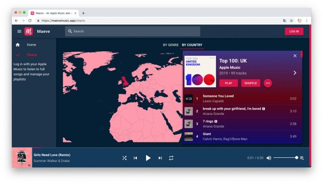 Maeve: выбирайте музыку с помощью интерактивной карты мира
