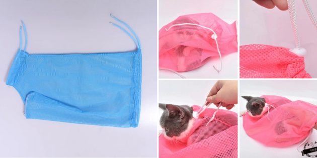 Товары для кошек: мешок для купания