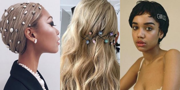 Модные женские причёски 2019: причёски с камнями