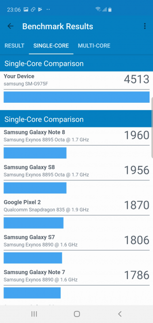 Samsung Galaxy S10+: Geekbench