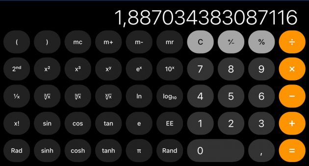 инженерный калькулятор iPhone