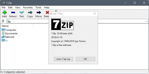 7zip - бесплатная программа для создания и распаковки архивов