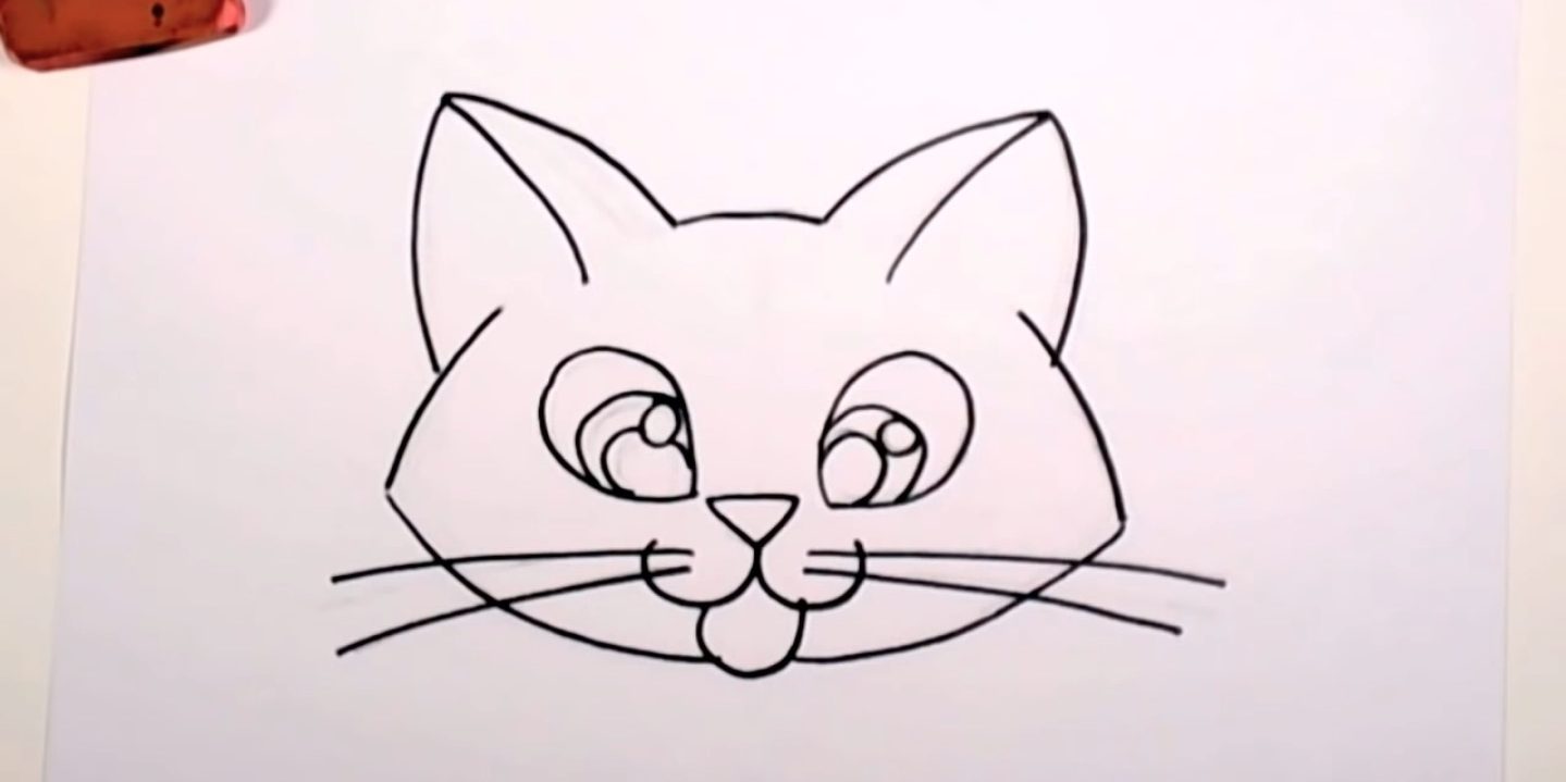 Коты легких делают. Рисунок кошки легкий. Кот для рисования. Морда кота рисунок. Кошачья мордочка рисунок.