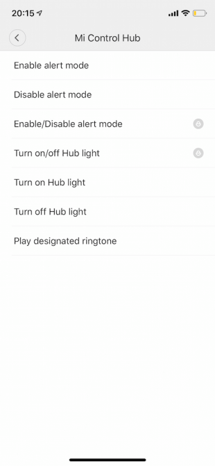 Xiaomi Mi Smart: выбор действия при нажатии