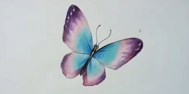 Добавьте более насыщенный фиолетовый цвет на крылья бабочки