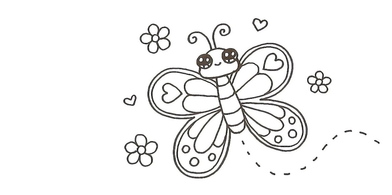 Бабочка с сердечком карандашом