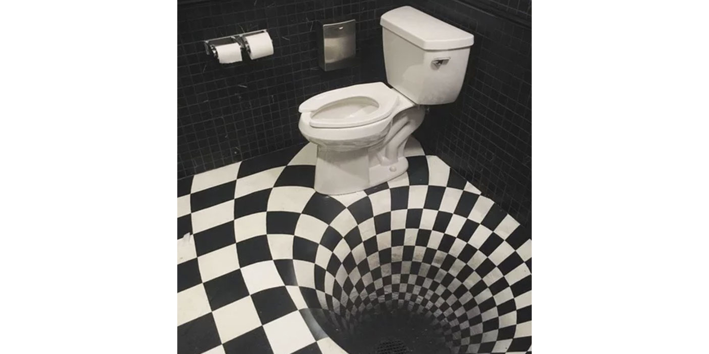 Черно белый туалет дизайн