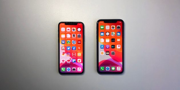Слева iPhone 11 Pro, справа — iPhone 11