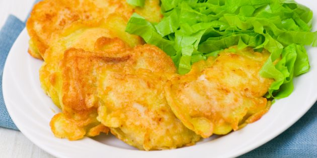 Fish in batter with eggs and milk
