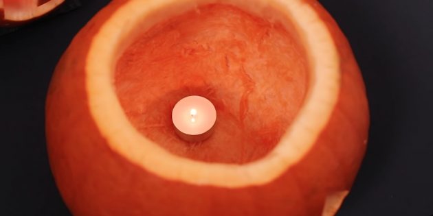 Place a candle inside the pumpkin for Halloween