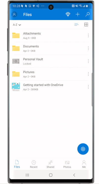 Личное хранилище в OneDrive