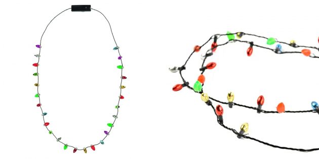 Новогодние игрушки: ожерелье с лампочками