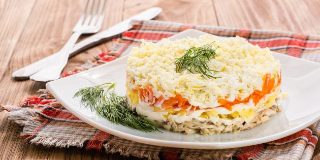 Классический салат «Мимоза» с картофелем и морковью: рецепты лучших салатов