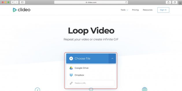 how to loop a video: Clideo