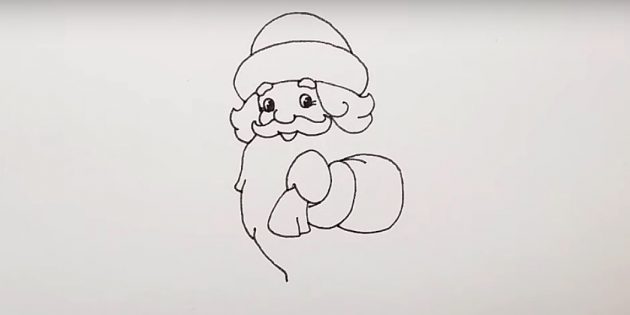 Как нарисовать простой портрет Деда Мороза фломастерами