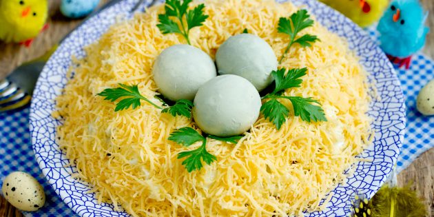 Салат «Перепелиное гнездо»: рецепты