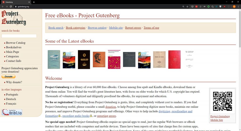 Где скачать книги: Project Gutenberg