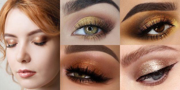 Glitter makeup: pay attention to warm shades