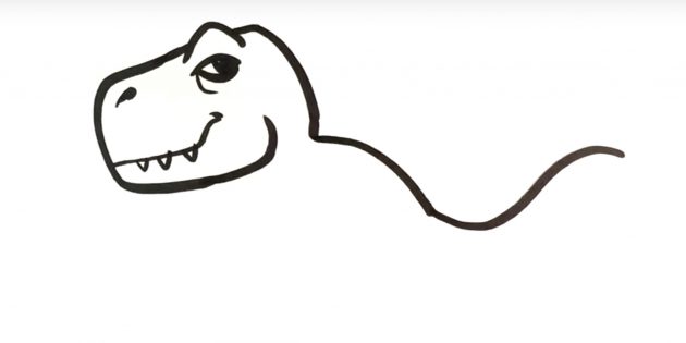 Как нарисовать динозавра: изобразите спину и часть хвоста