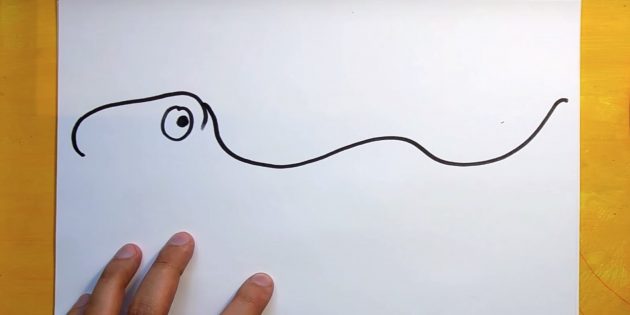 Как рисовать динозавра: выведите волнообразную линию