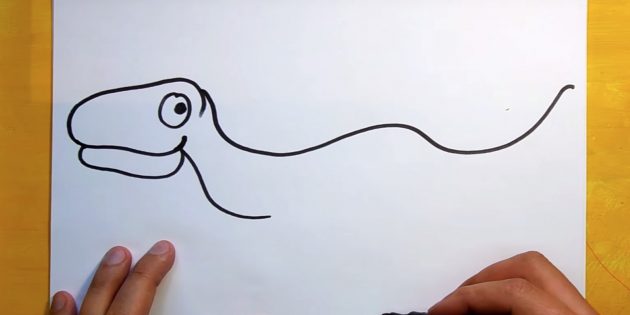Как рисовать динозавра: дорисуйте голову и шею