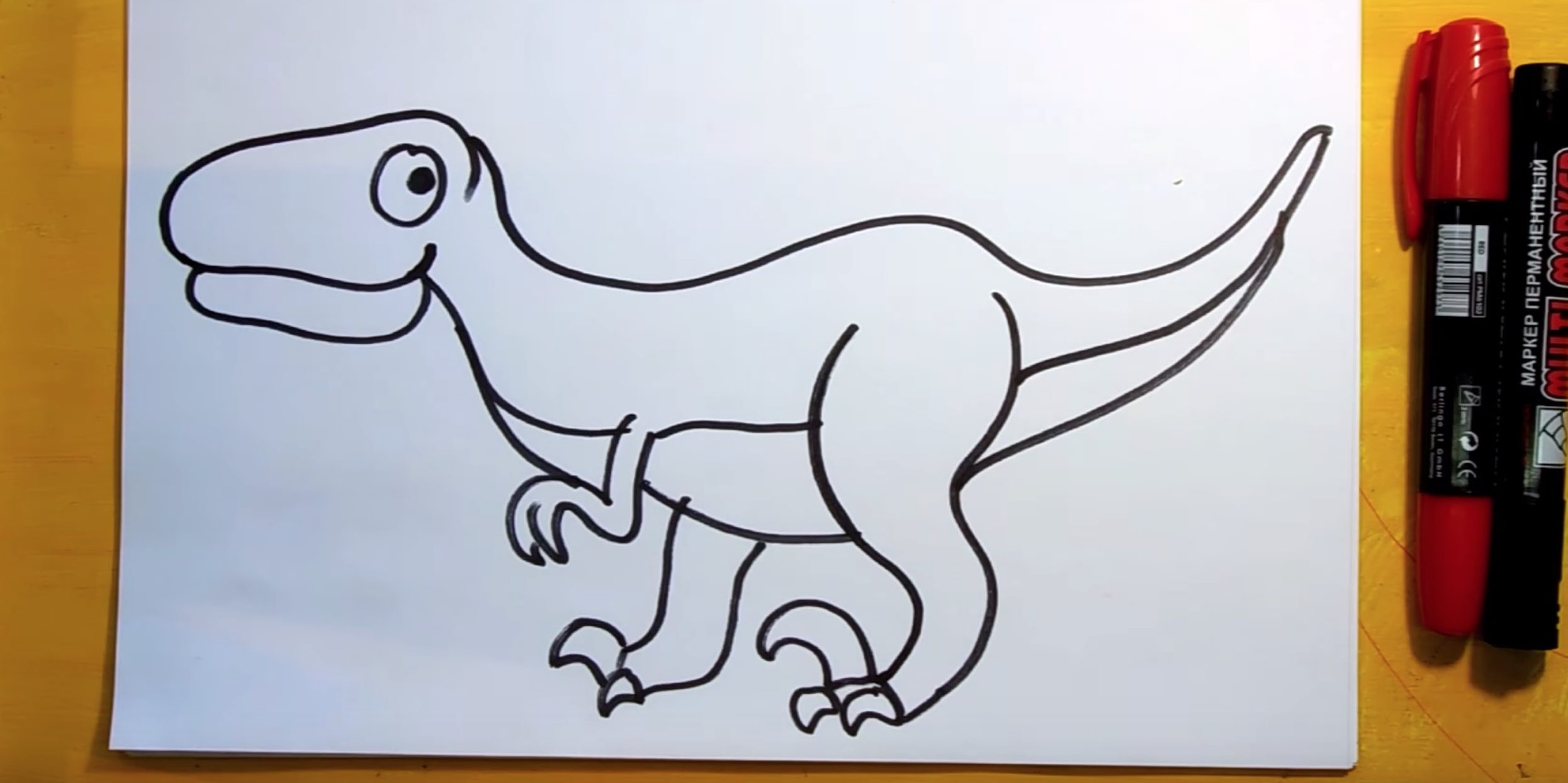 Как можно нарисовать на листке бумаги динозавра лапу видео