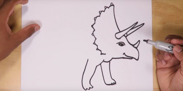 Как нарисовать трицератопса: нарисуйте передние ноги