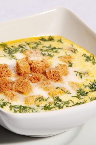Сырный суп с патиссонами