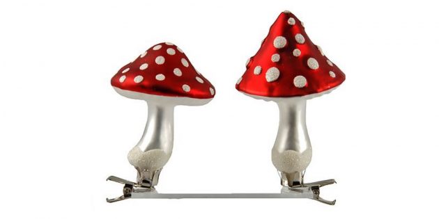 Новогодние украшения в стиле ретро: грибочки 