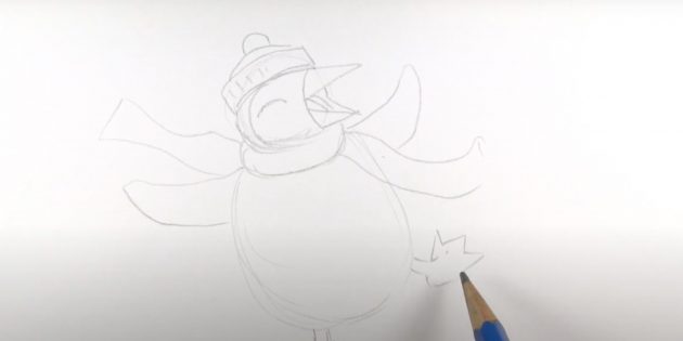 Как нарисовать пингвина: изобразите вторую лапу