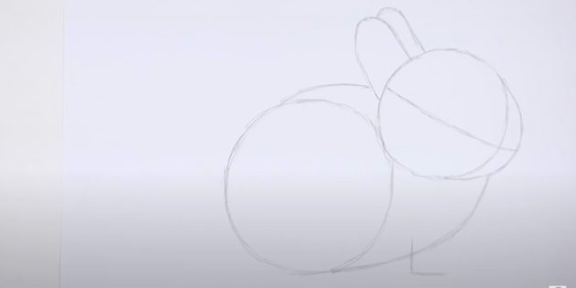 Как нарисовать кролика: наметьте переднюю лапу