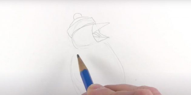 Как нарисовать пингвина: нарисуйте клюв и язык