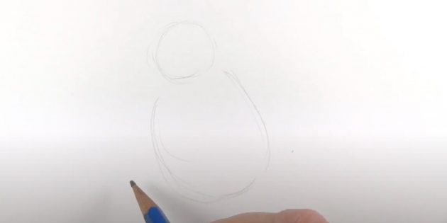 Как нарисовать пингвина: нарисуйте круг и овал