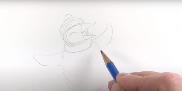 Как нарисовать пингвина: нарисуйте крылья