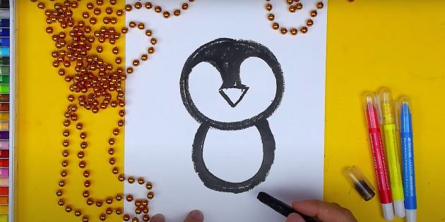 Нарисуйте лоб пингвина
