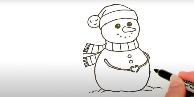 Как нарисовать снеговика: нарисуйте шарф