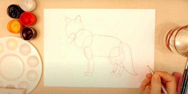 Как нарисовать лису: Нарисуйте хвост