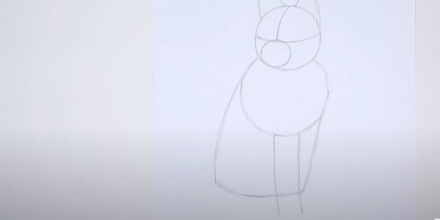 Как нарисовать лису: Обозначьте передние лапы