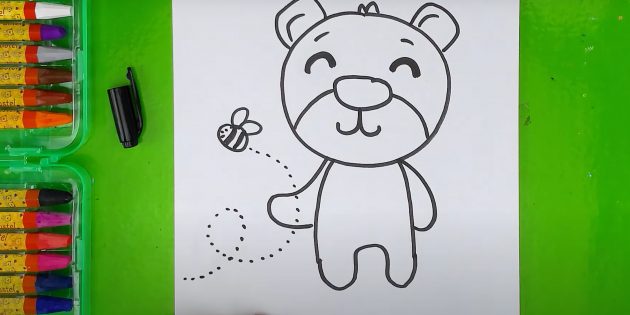 Как нарисовать медведя: Нарисуйте пунктирную линию