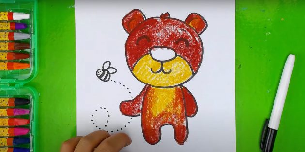 Как нарисовать медведя: Добавьте коричневый цвет