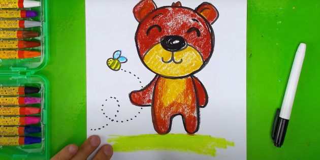 Как нарисовать медведя: Обозначьте траву