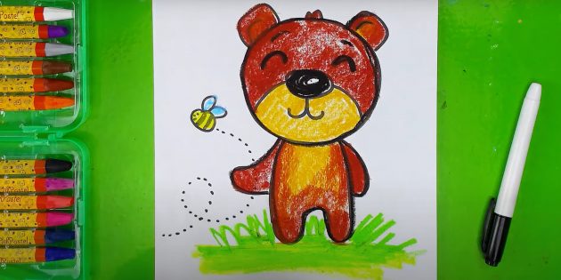 Как нарисовать медведя: Прорисуйте травинки