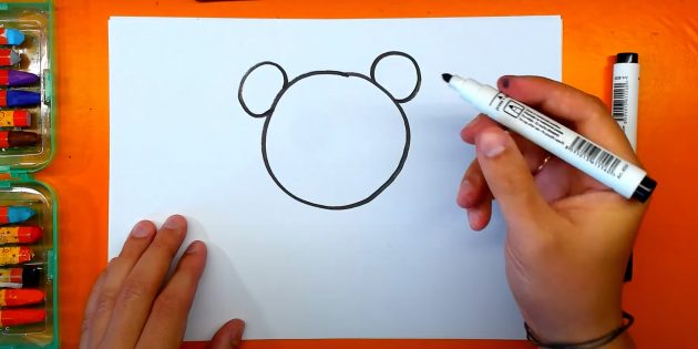 Как нарисовать медведя: Нарисуйте уши