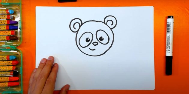 Как нарисовать медведя: Нарисуйте улыбку