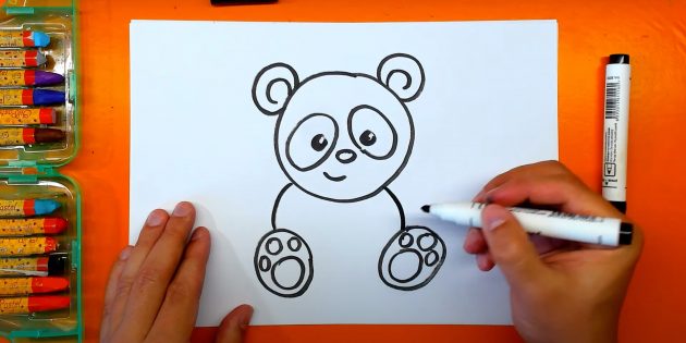Как нарисовать медведя: Нарисуйте две линии