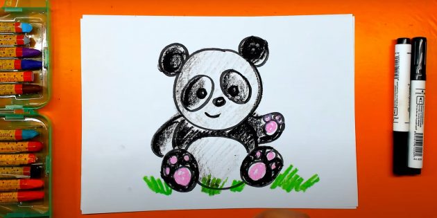 Как нарисовать медведя: Нарисуйте траву