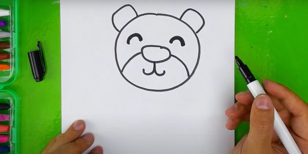 Как нарисовать медведя: Изобразите глаза