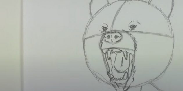 Как нарисовать медведя: Нарисуйте язык