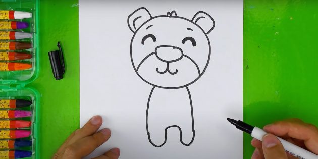 Как нарисовать медведя: Нарисуйте тело и лапы