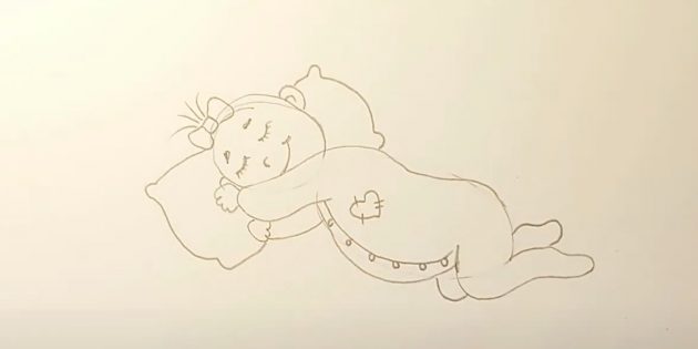 Как нарисовать ребёнка: нарисуйте подушку